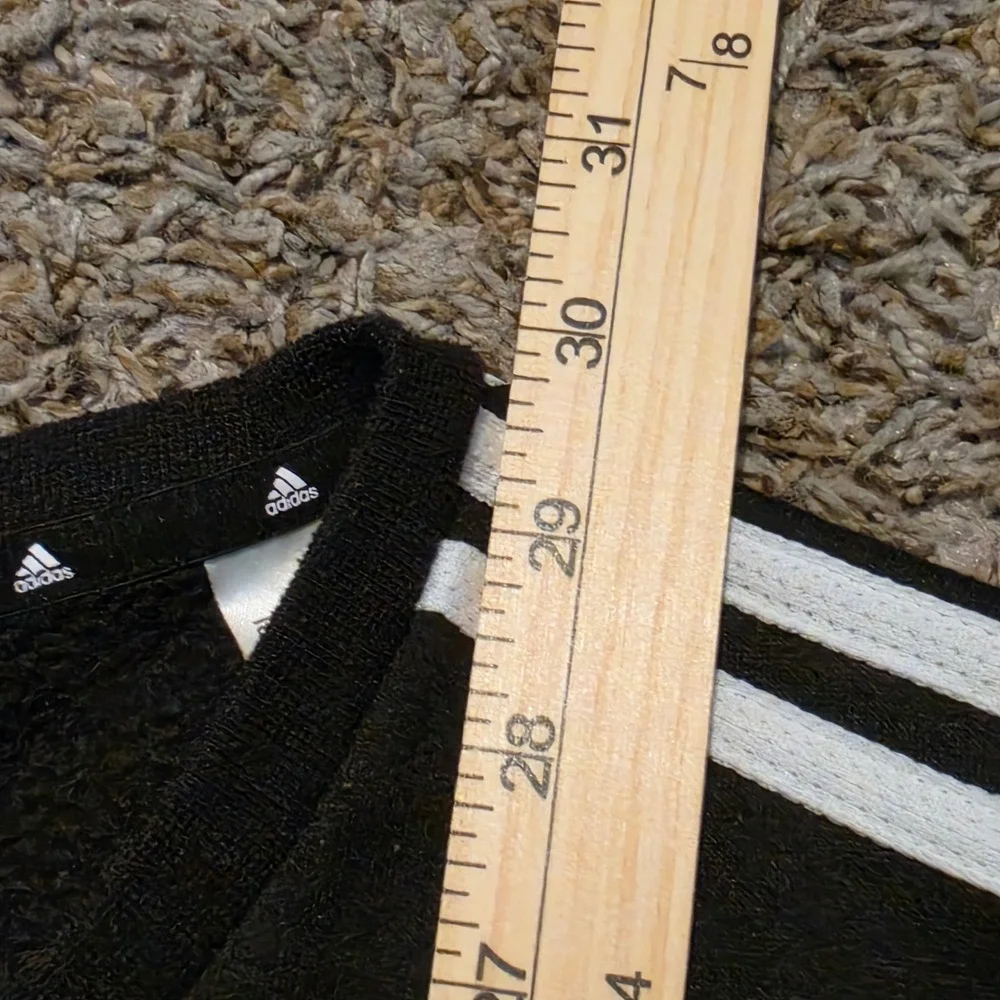 Adidas Primegreen Mens 2XL Black White 3 Stripe Fleece Crewneck Sweatshirt Logo